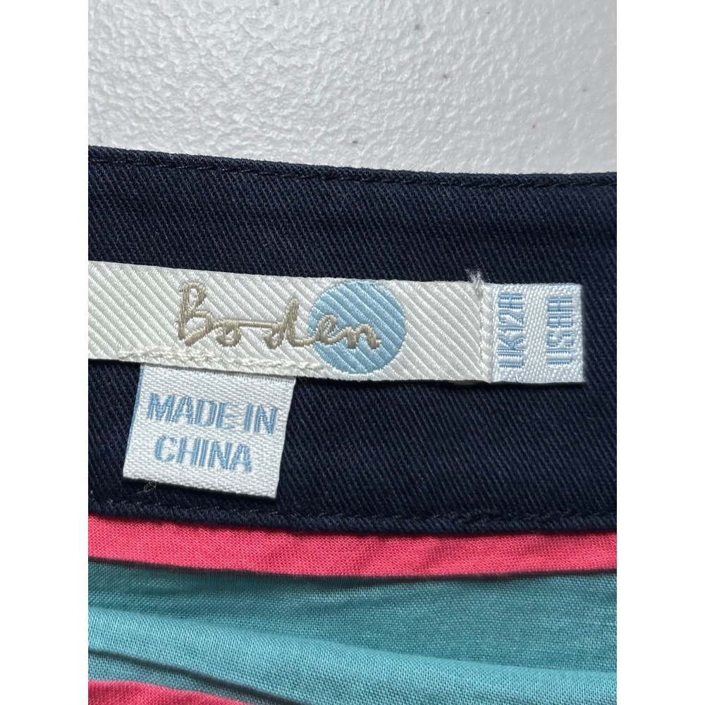 Boden Navy Tropical Palm Leaf Print A-Line Mini Skirt 8 Cotton Career Applique - Picture 4 of 9